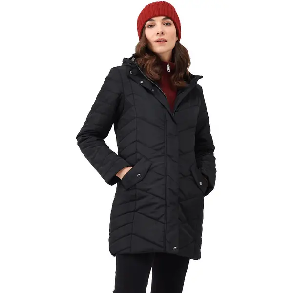 Image of Regatta Womens Panthea Padded Insulated Hooded Jacket Coat 14 - Bust 38' (97cm) Black RWN255-800-14
