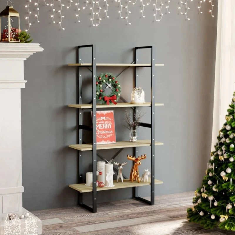 Image of VIDAXL Vidaxl - 4-Tier Book Cabinet Sonoma Oak 80x30x140cm Engineered Wood 8720286567500