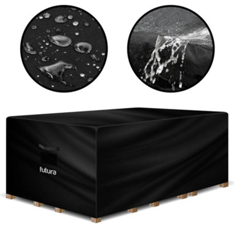 Image of Futura 420D Rectangular 150X90X75Cm Waterproof Garden Furniture Cover, Outdoor Patio Weatherproof Rattan Sofa Shield