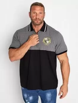 Image of BadRhino Zip Neck Crest Stripe Polo - Multi, Black, Size 4XL, Men